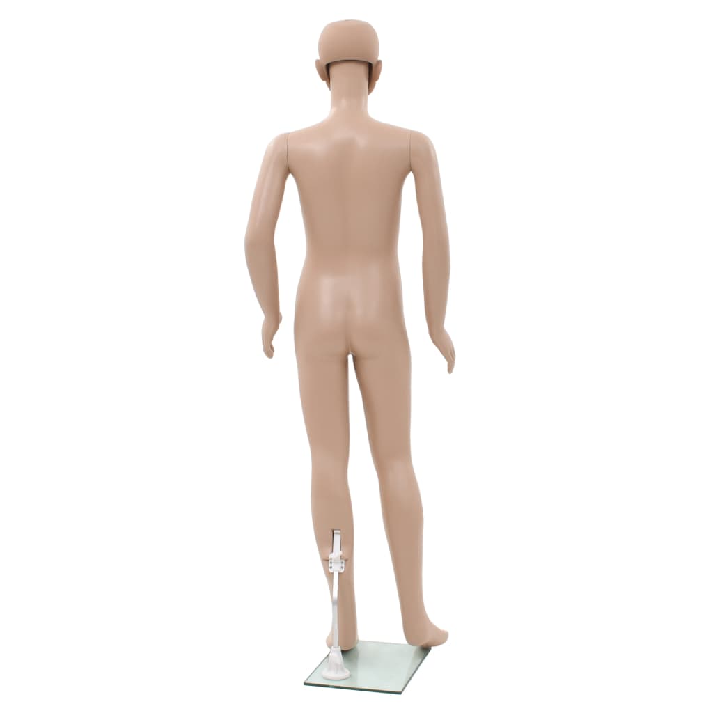 børnemannequin m. glasbase 140 cm beige