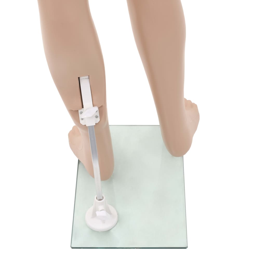 børnemannequin m. glasbase 140 cm beige