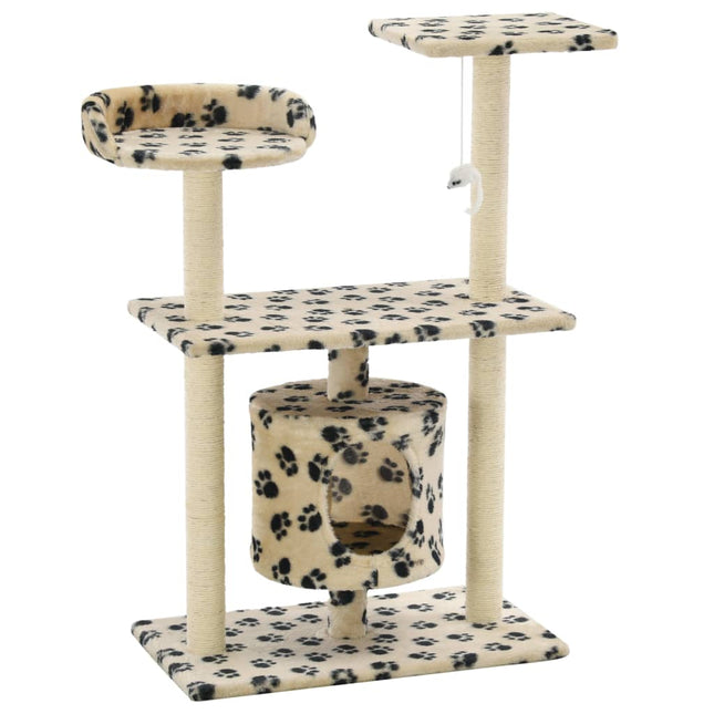 kradsetræ med sisalkradsestolper 95 cm beige poteaftryk