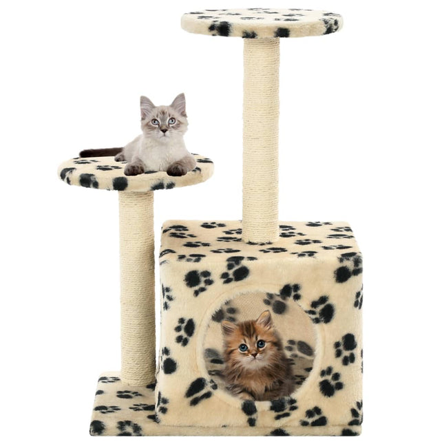 kradsetræ til katte med sisal-kradsestolper 60 cm beige fodspor