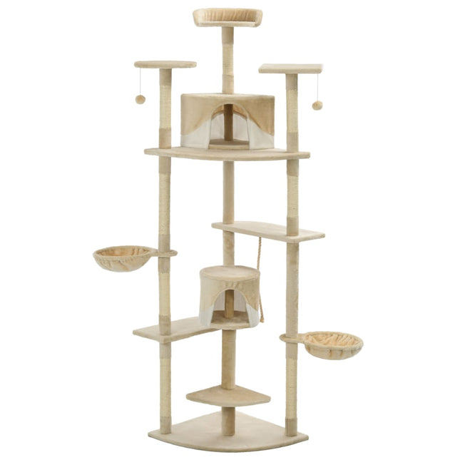 kattetræ med sisalkradsestolper 203 cm beige og hvid