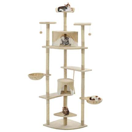 kattetræ med sisalkradsestolper 203 cm beige og hvid
