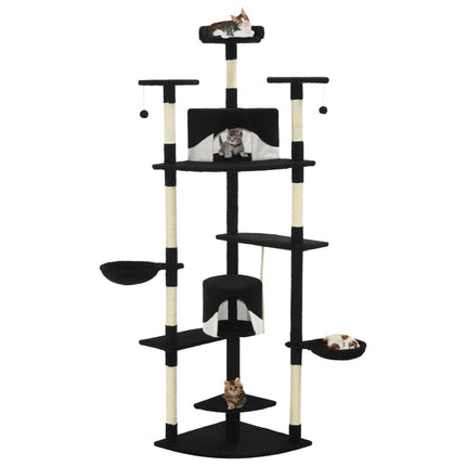 kradsetræ med sisalstolper 203 cm sort og hvid