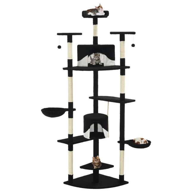 kradsetræ med sisalstolper 203 cm sort og hvid