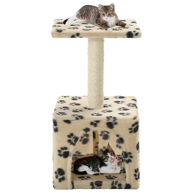 kradsetræ til katte med sisal-kradsestolper 55 cm beige fodspor