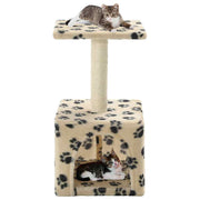 kradsetræ til katte med sisal-kradsestolper 55 cm beige fodspor