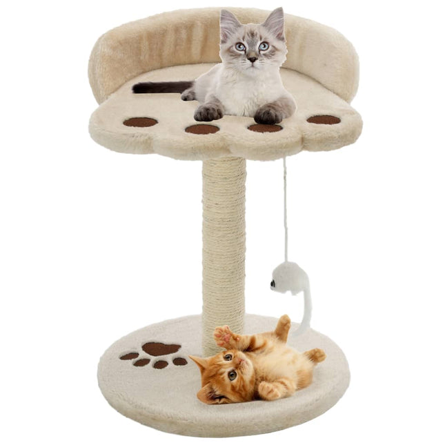kradsetræ til katte med sisal-kradsestolper 40 cm beige og brun