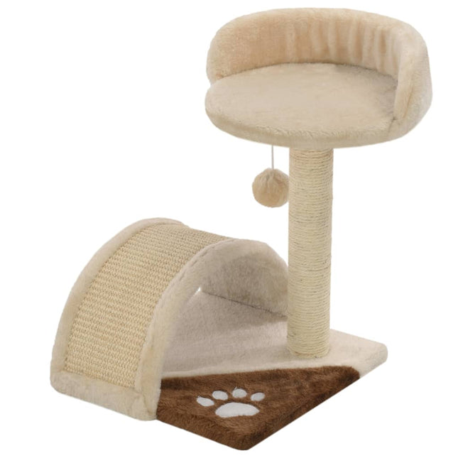 kradsetræ til katte med sisal-kradsestolper 40 cm beige og brun