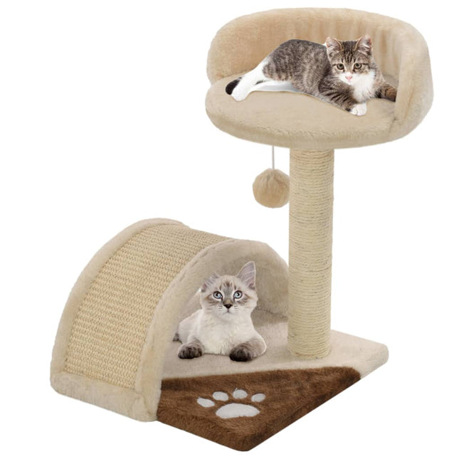 kradsetræ til katte med sisal-kradsestolper 40 cm beige og brun