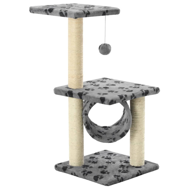 kradsetræ til katte med sisal-kradsestolper 65 cm grå potespor
