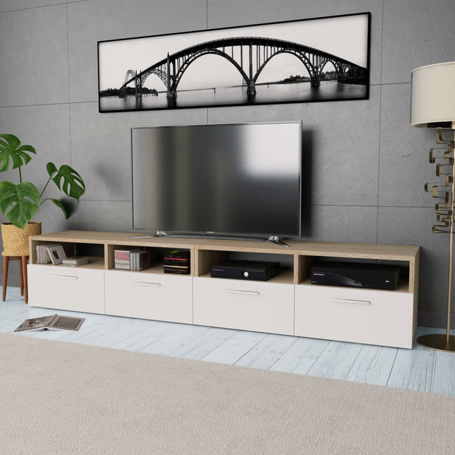 tv-borde 2 stk. 95x35x36 cm konstrueret træ egetræ og hvid