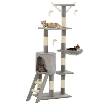 kradsetræ til katte med sisal-kradsestolper 138 cm grå