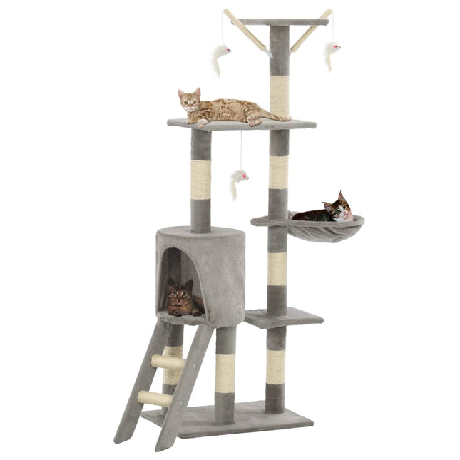 kradsetræ til katte med sisal-kradsestolper 138 cm grå