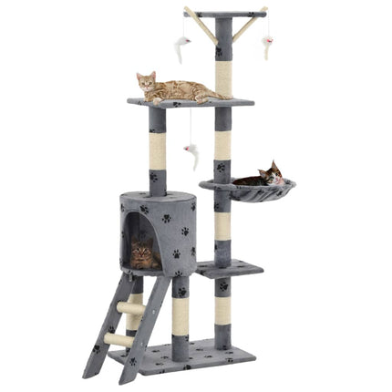 kradsetræ til katte med sisal-kradsestolper 138 cm grå poteprint