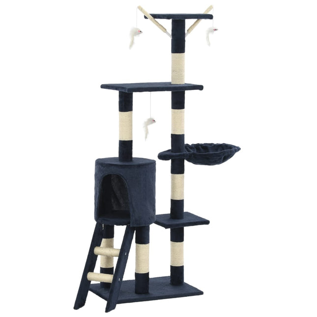 kradsetræ til katte med sisal-kradsestolper 138 cm mørkeblå