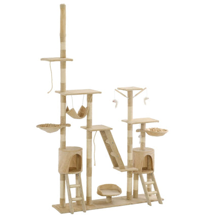 kradsetræ til katte med sisal-kradsestolper 230-250 cm beige