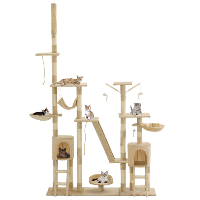 kradsetræ til katte med sisal-kradsestolper 230-250 cm beige