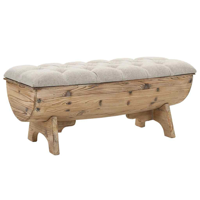 opbevaringsbænk massivt træ og stof 103 x 51 x 44 cm
