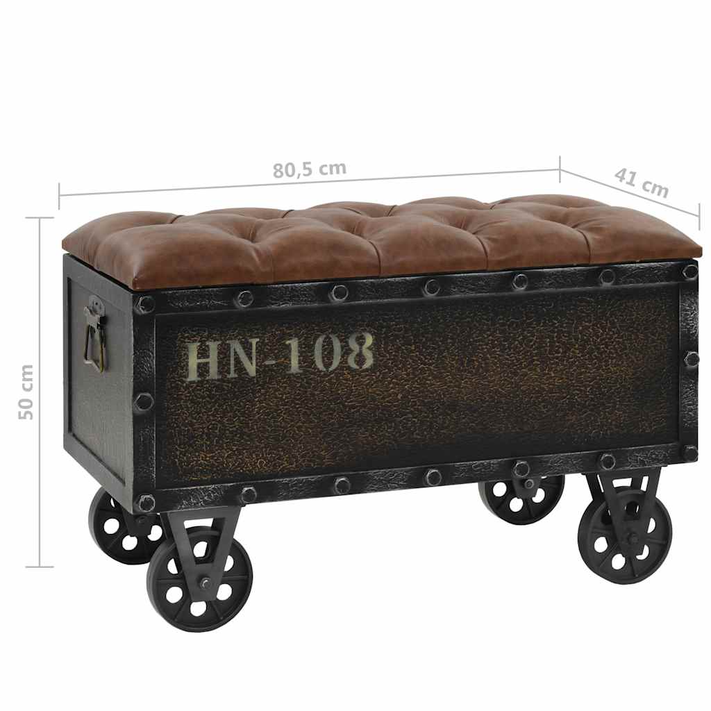 opbevaringsbænk 80,5x41x50 cm massivt træ og kunstlæder