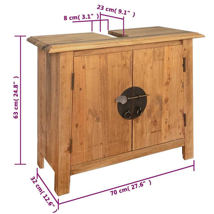 badeværelsesmøbel 70x32x63 cm massivt fyrretræ