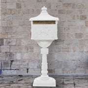 postkasse med piedestal aluminium vintagestil rustbestandig hvid