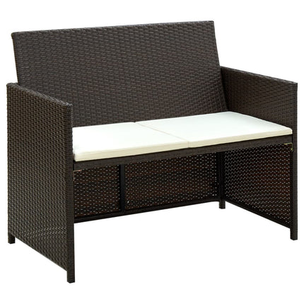 haveloungesæt 4 dele med hynder polyrattan brun
