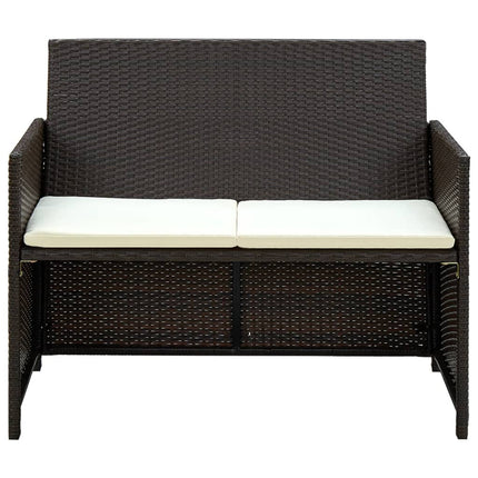 haveloungesæt 4 dele med hynder polyrattan brun