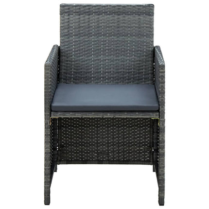 haveloungesæt 4 dele med hynder polyrattan grå