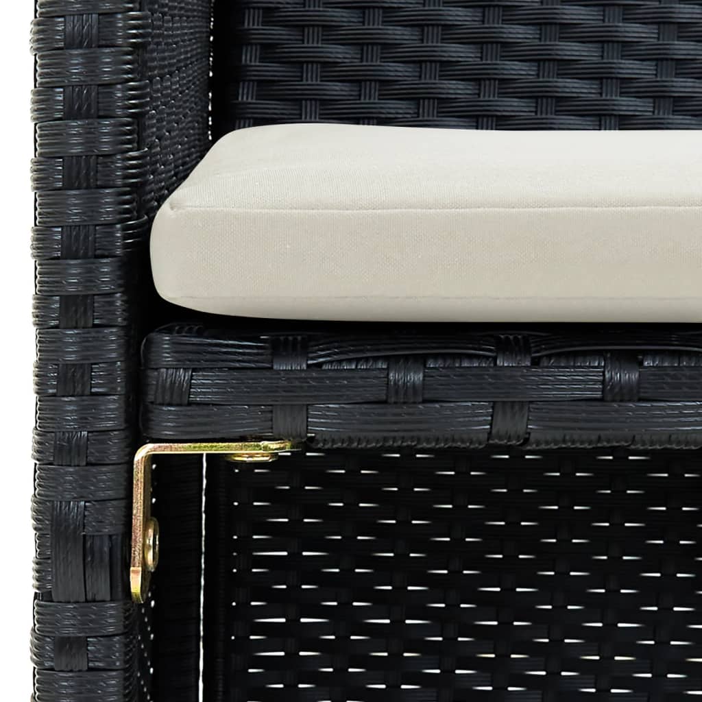 2-personers havesofa med hynder sort polyrattan