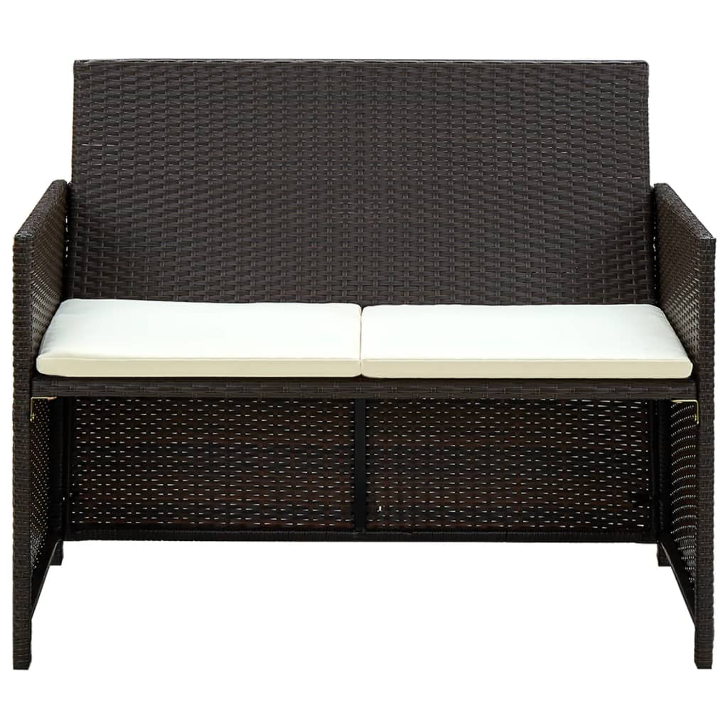 2-personers havesofa med hynder brun polyrattan