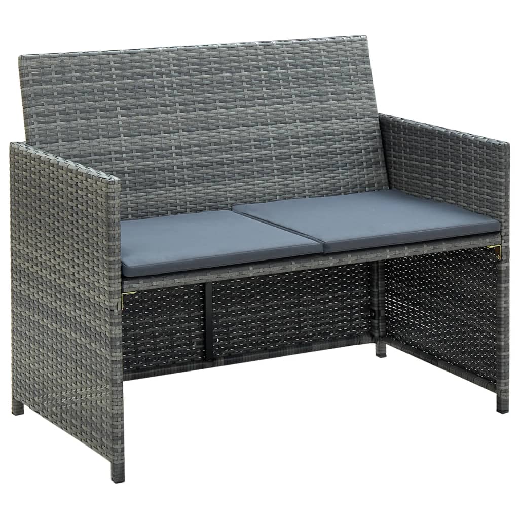 2-Personers Havesofa Med Hynder Polyrattan - 1 / Grå