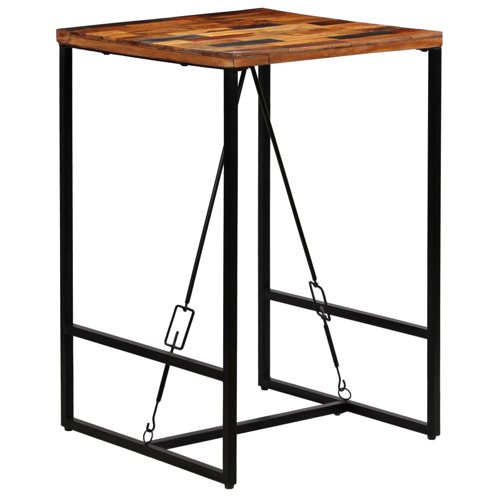 Barbord 70 × 70 × 106 cm i massivt genbrugstræ - industrielt spisebord