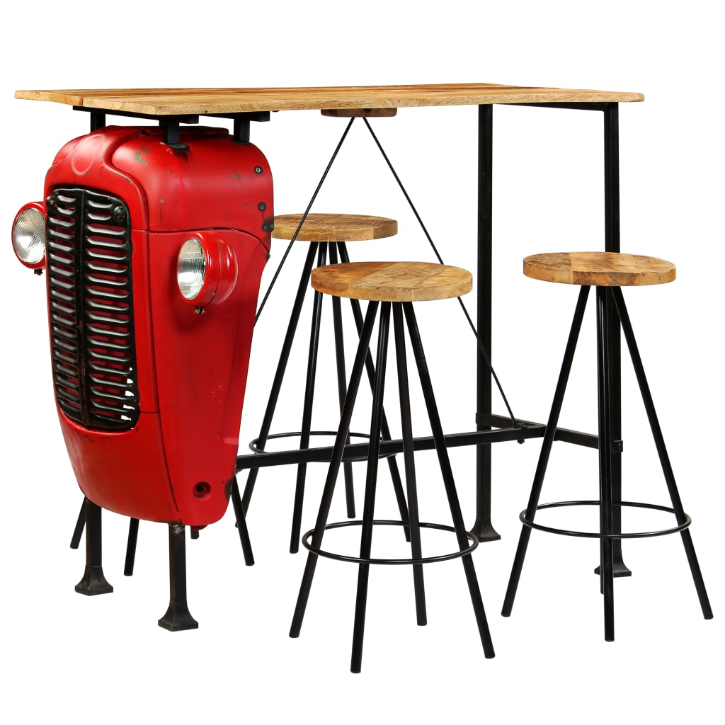 barsæt i 5 dele massivt mangotræ 120 x 60 x 107 cm