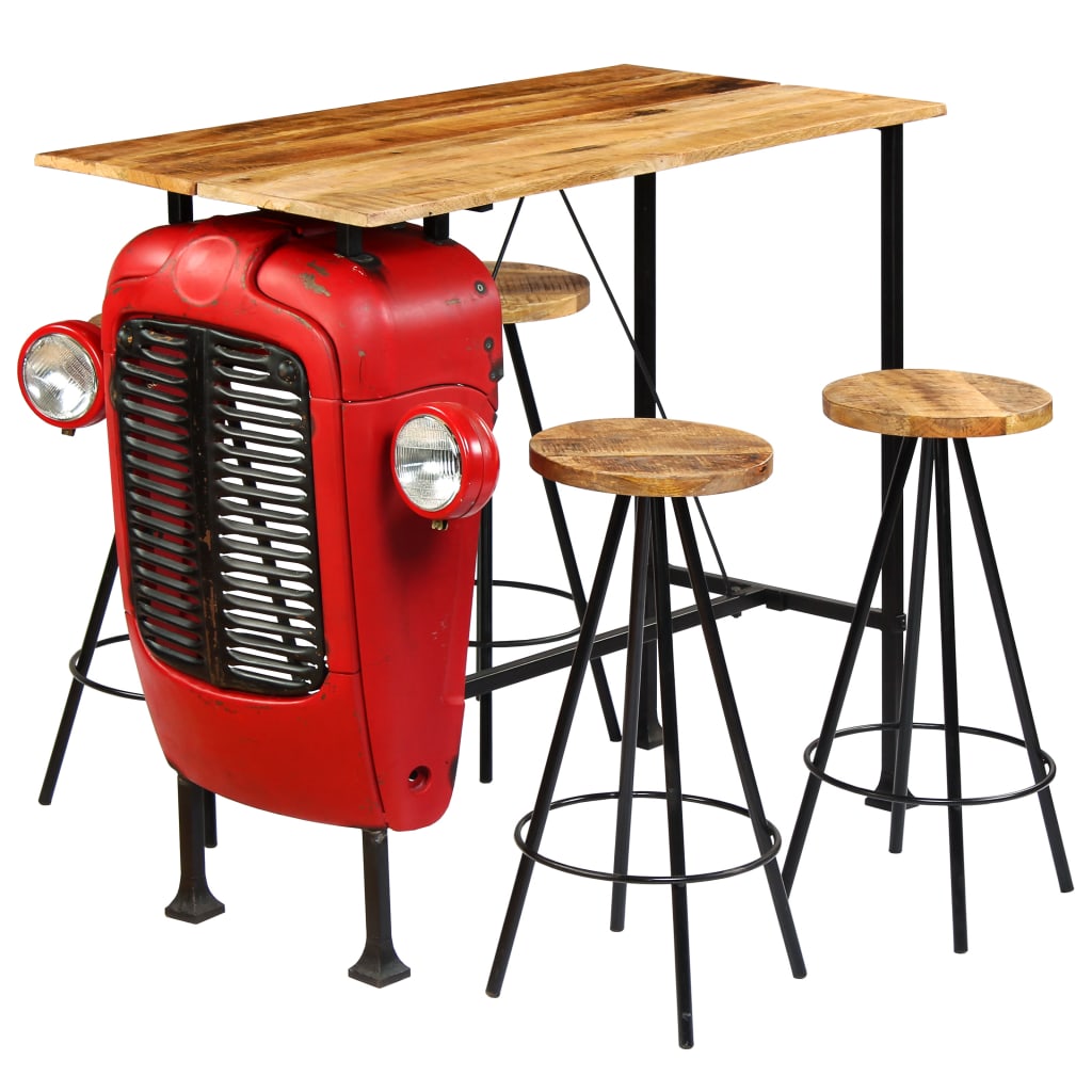 barsæt i 5 dele massivt mangotræ 120 x 60 x 107 cm