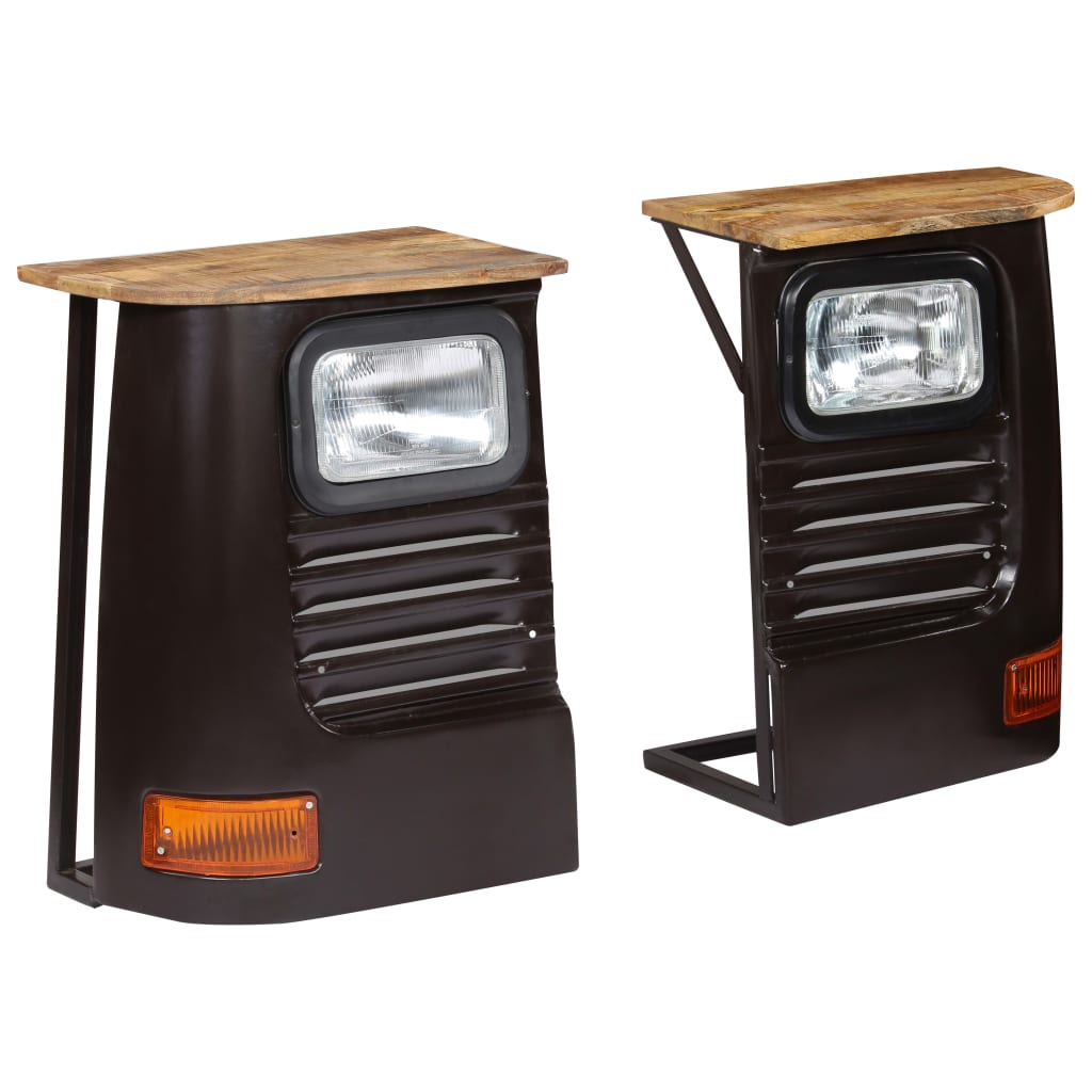 skænk i lastbilsdesign massivt mangotræ mørkegrå