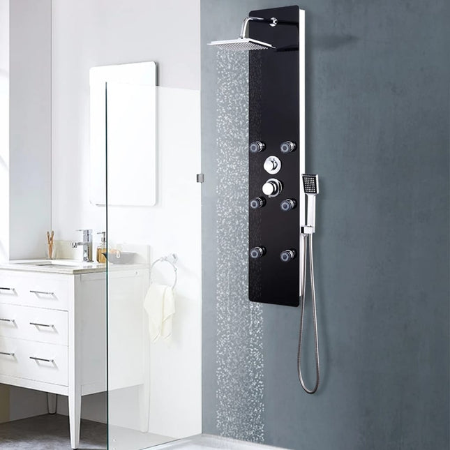 bruserpanel glas 25 x 44,6 x 130 cm sort