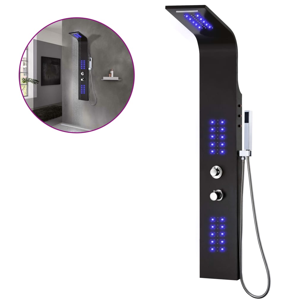 brusepanel 20x44x130 cm aluminium sort