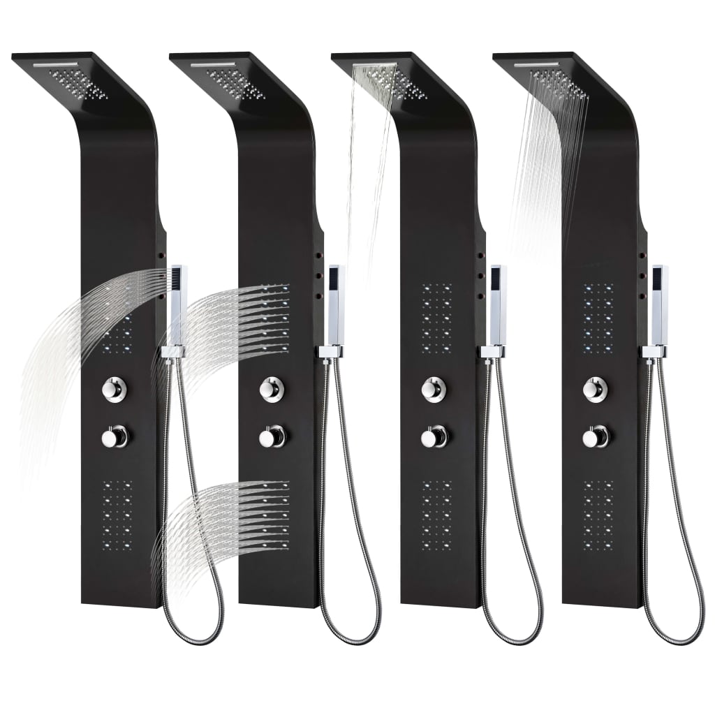 brusepanel 20x44x130 cm aluminium sort