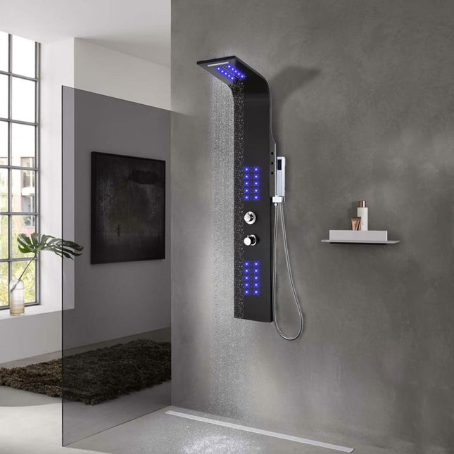 brusepanel 20x44x130 cm aluminium sort