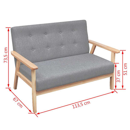 sofasæt 2 dele stof lysegrå