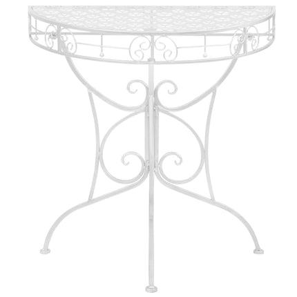 sidebord i vintagestil halvrund metal 72x36x74 cm sølvfarvet