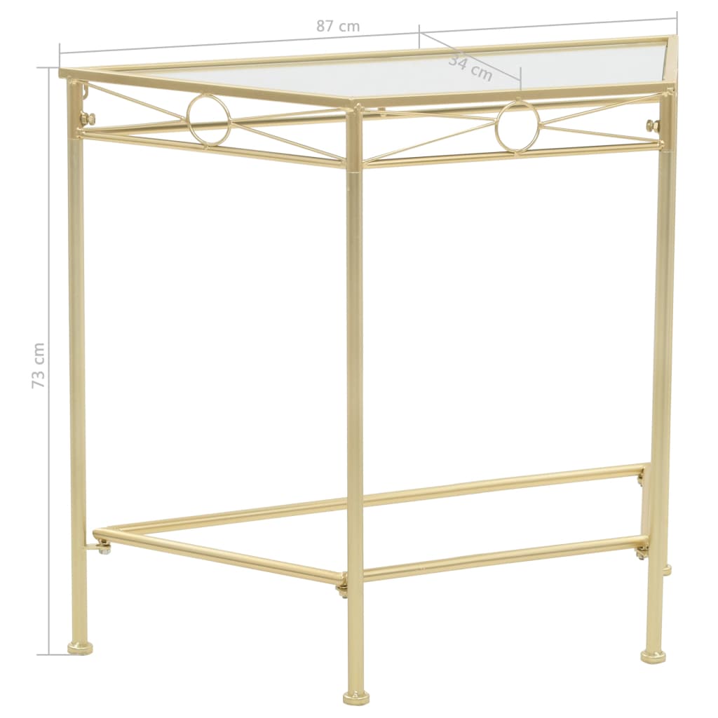 sidebord i vintagestil metal 87 x 34 x 73 cm guldfarvet