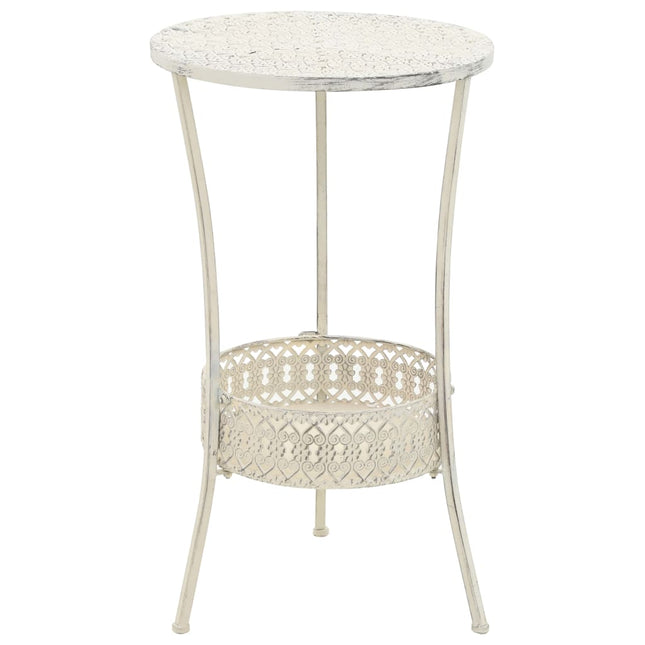 bistrobord i vintagestil rund metal 40 x 70 cm hvid