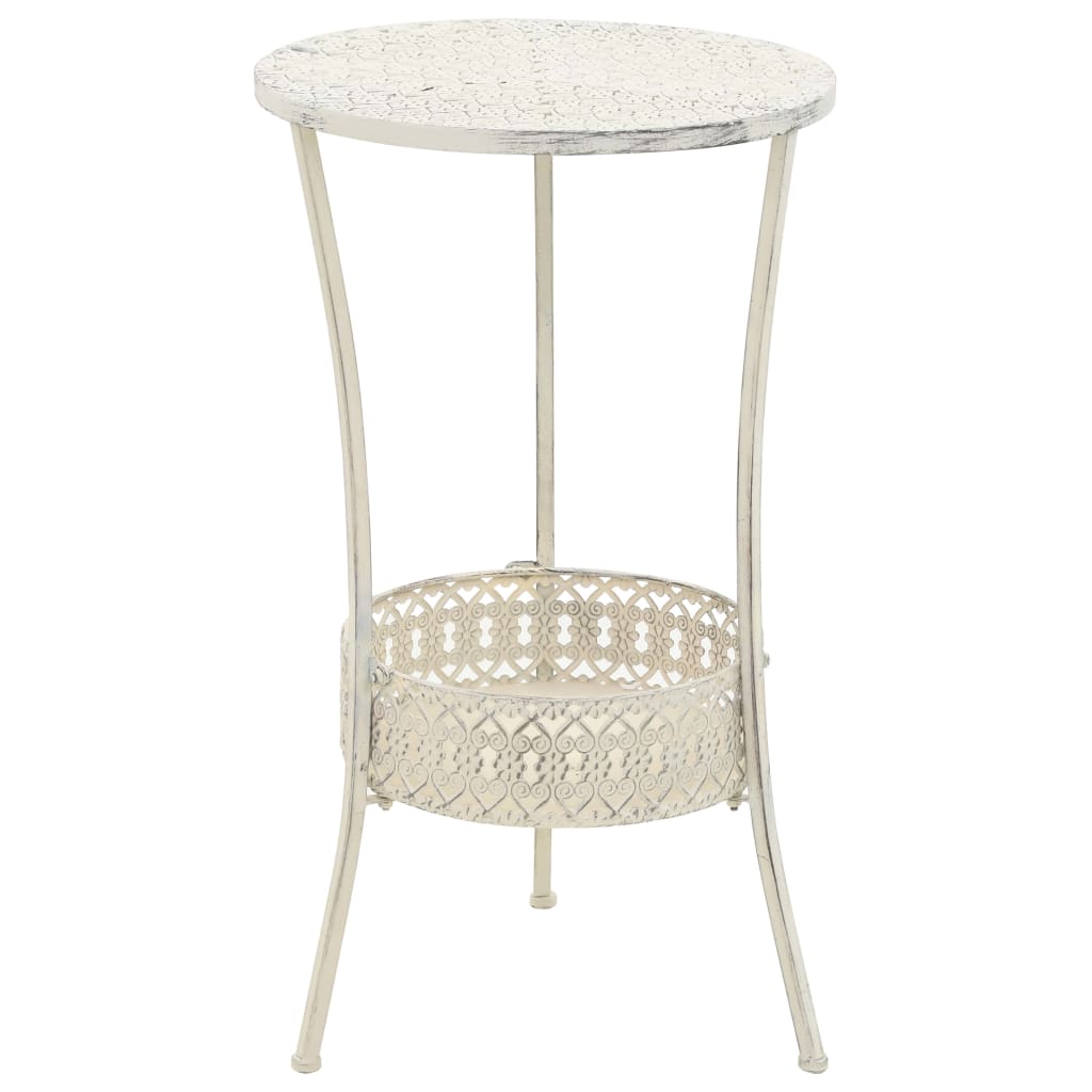 bistrobord i vintagestil rund metal 40 x 70 cm hvid billede