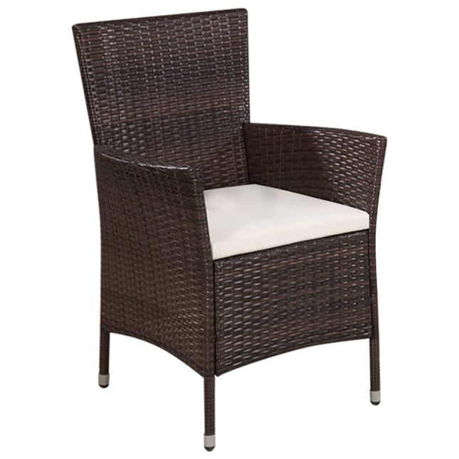 havestol og skammel med hynde polyrattan brun
