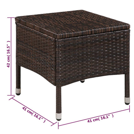 havestol og skammel med hynde polyrattan brun