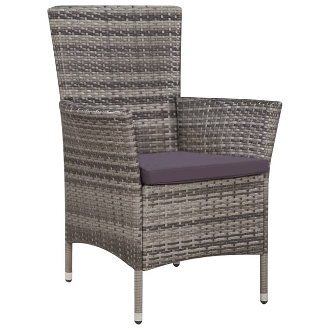 havestol og skammel med hynde polyrattan grå