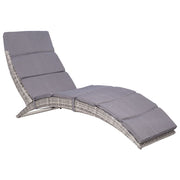 foldbar liggestol med hynde polyrattan grå