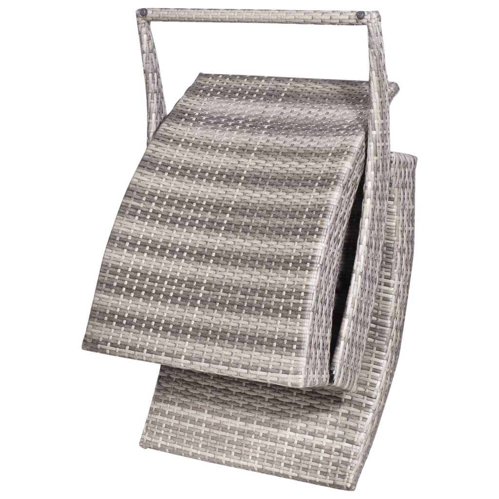 foldbar liggestol med hynde polyrattan grå