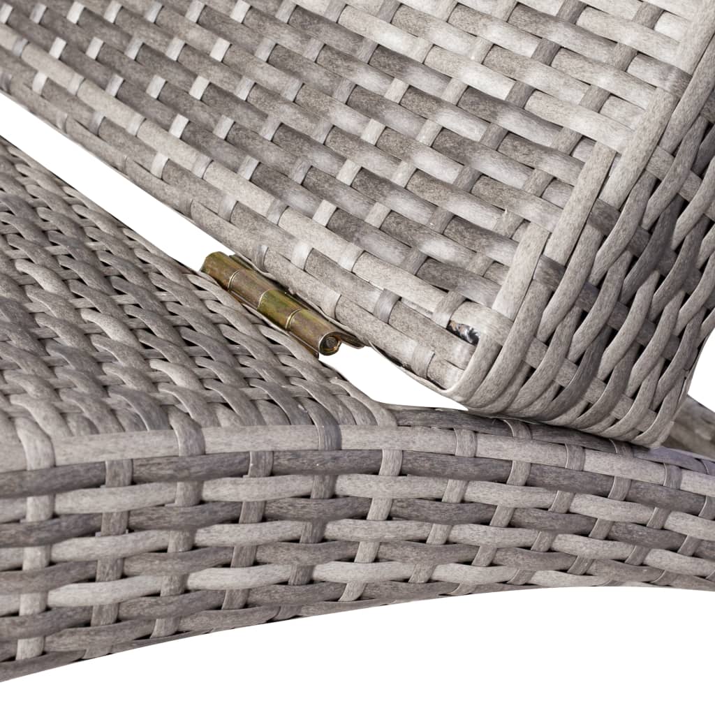 foldbar liggestol med hynde polyrattan grå